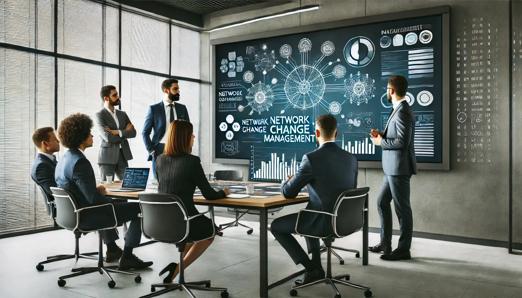 Equipo IT en sesión estratégica de change management